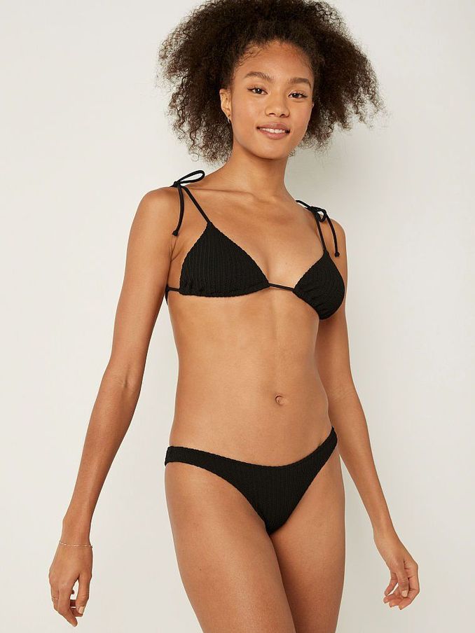 Pure Black Brazilian Crinkle Bikini Bottom (Q10165) | €13