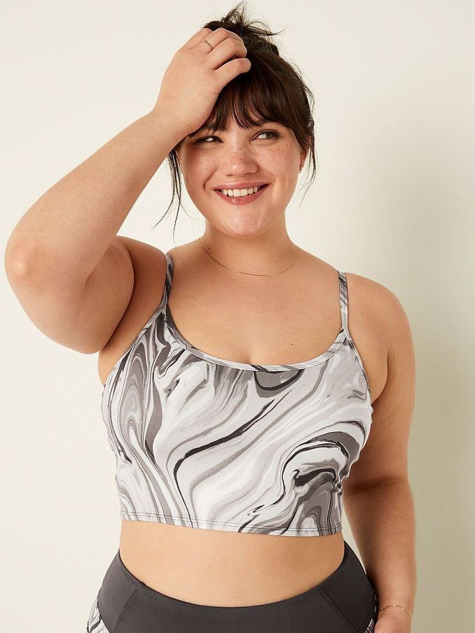 Coconut White And Grey Marble Ultimate Lightly Lined Sports Crop (Q10169) | €5