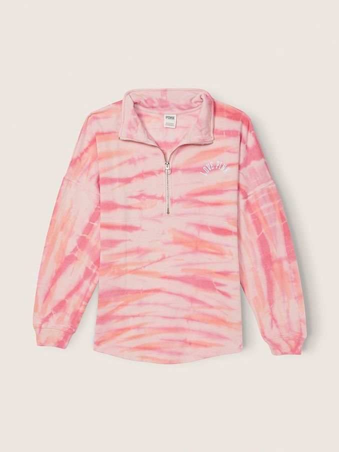 Peach Tint Striped Tie Dye Varsity Half Zip (Q11551) | €22