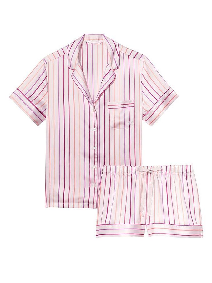 Bahama Pink Ombre Stripe Satin Short Pyjamas (Q13778) | €34
