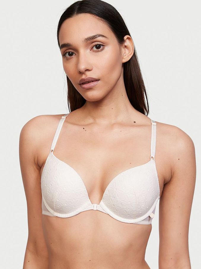 Coconut White Lace Front Fastening Push Up T-Shirt Bra (Q13917) | €17