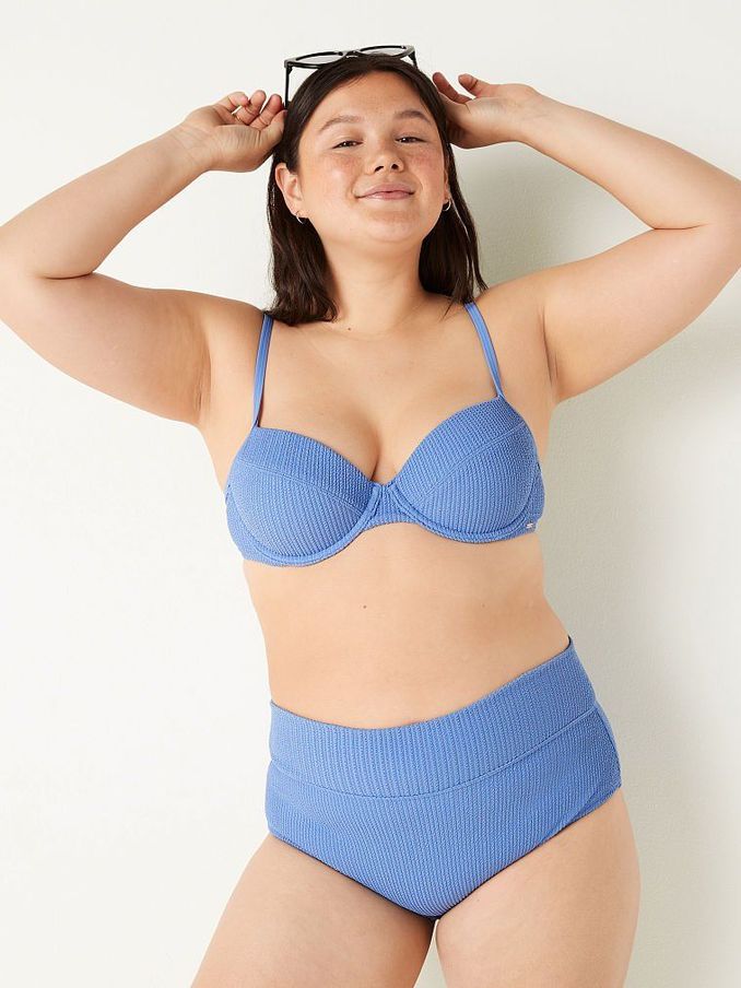 Blue Dawn Crinkle High Waist Shortie Bikini Bottom (Q15059) | €5