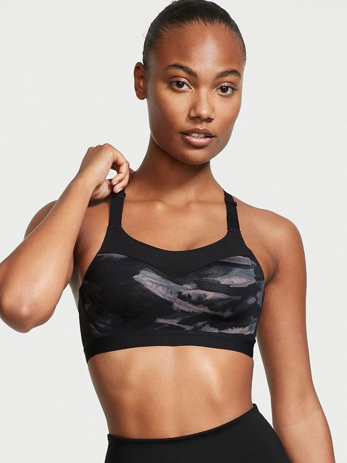 Dreamy Zebra Black Smooth Lightly Lined Wired High Impact Sports Bra (Q15068) | €11