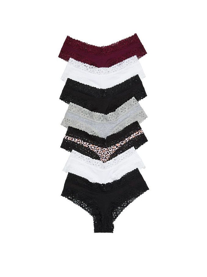 Black/White/Leopard/Grey/Burgundy Cheeky 7 Pack Knickers (Q15112) | €40