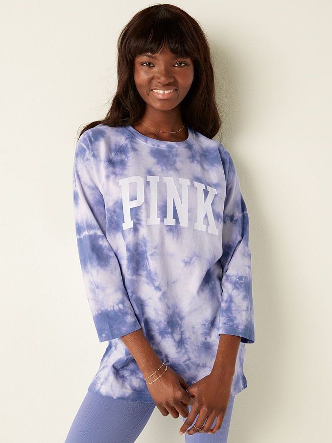 Dusty Periwinkle Tie Dye Campus Baseball Tee (Q16006) | €11