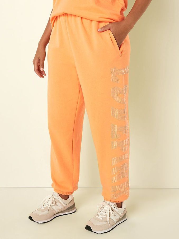 Citrus Orange Warped Shine Logo Fleece Baggy Campus Sweatpants (Q16194) | €22
