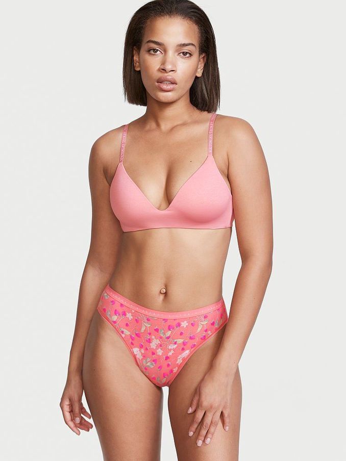 Pink Cocktail Strawberry Fields Stretch Cotton Highleg Brief Panty (Q17377) | €4
