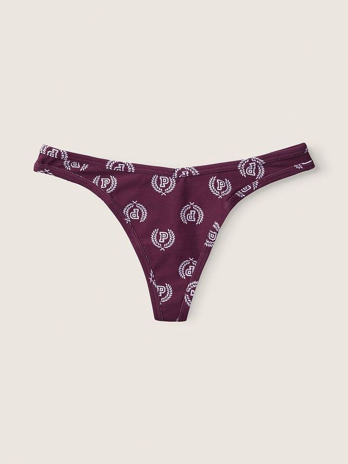 Rich Maroon Seal Print Red Cotton Thong Knickers (Q19377) | €4