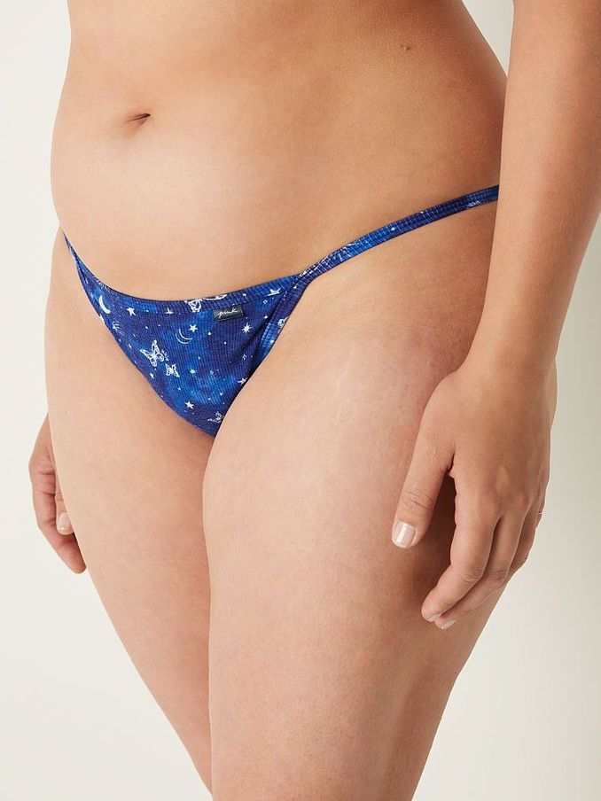 Beaming Blue Constellation Print High Leg String Bikini Knickers (Q19418) | €3