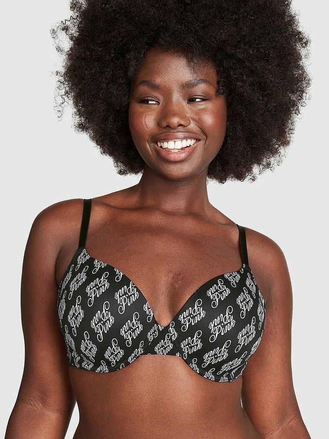 Pure Black Script Lightly Lined Bra (Q19708) | €12