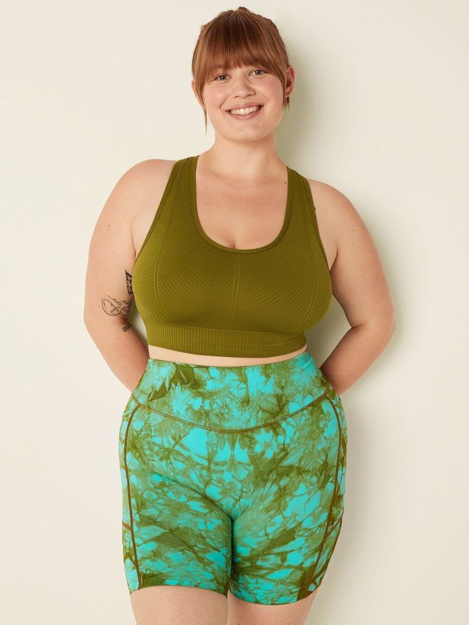 Hazel Green Seamless Lightly Lined Low Impact Racerback Sports Bra (Q20138) | €11