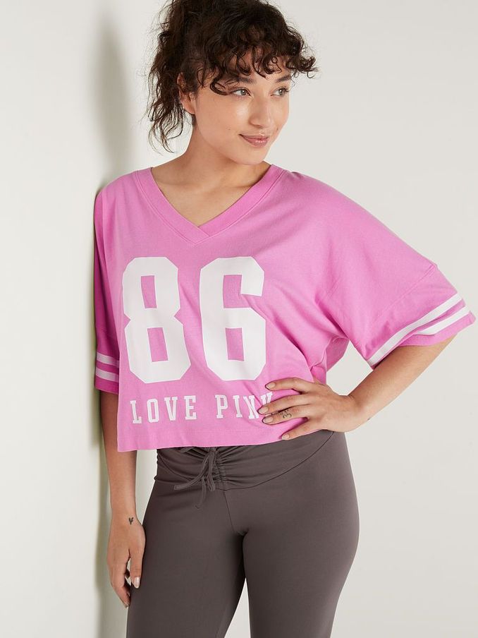 Pink Bloom Cotton Oversized Crop Top (Q20413) | €11
