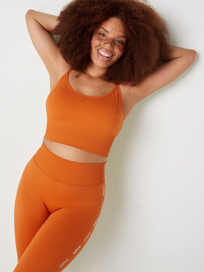 Smokey Orange Seamless Lightly Lined Low Impact Sports Bra (Q23088) | €5