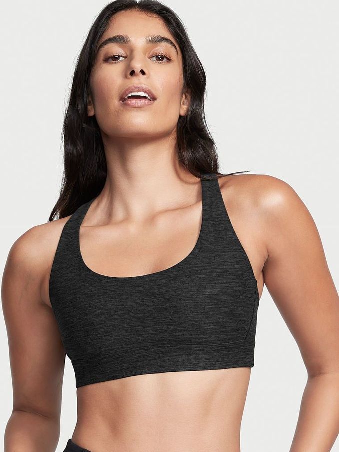 Grey Onyx Heather Smooth Strappy Back Non Wired Minimum Impact Sports Bra (Q24179) | €15