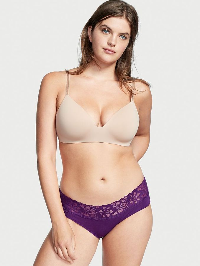 Purple Lace Waist Cotton Hipster Knickers (Q24237) | €3