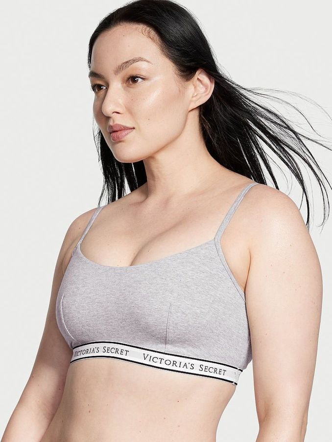 Heather Grey Logo Cotton Scoop Bralette (Q24324) | €11