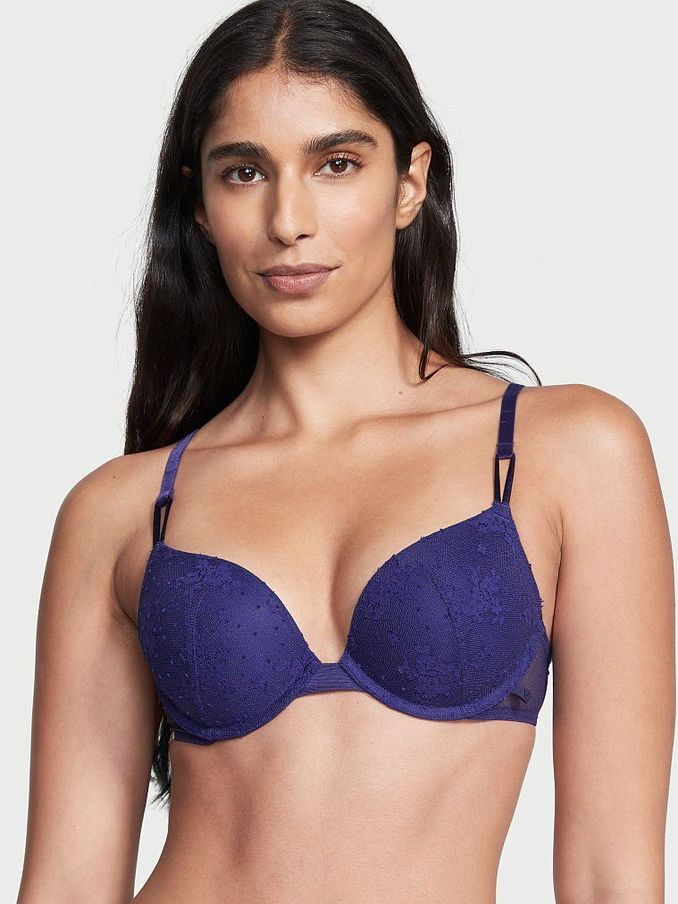 Night Ocean Blue Lace Push Up Bra (Q24340) | €19