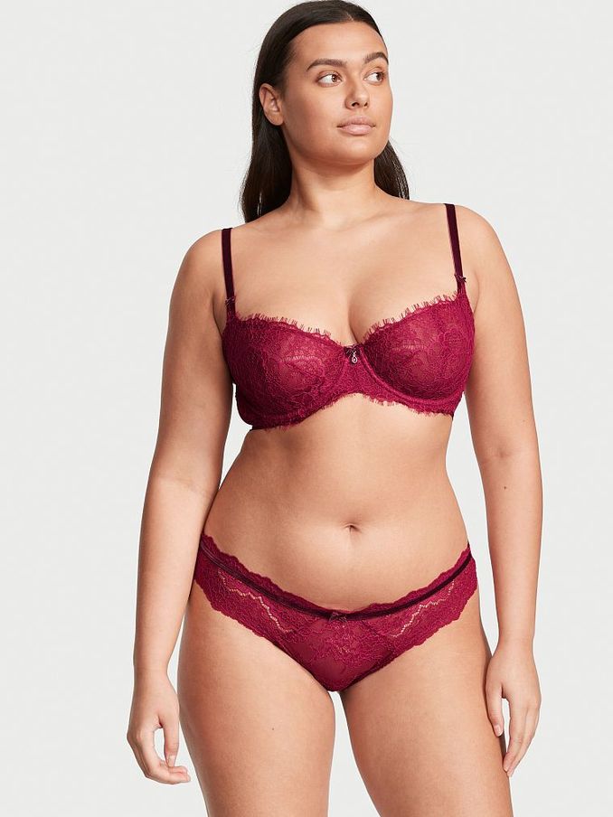 Claret Red Lace Velvet Cheekini Knickers (Q24519) | €5