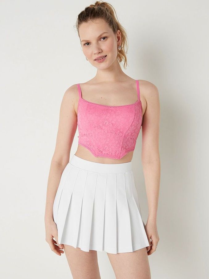 Dreamy Pink Lace Lightly Lined Corset Bralette (Q30513) | €15