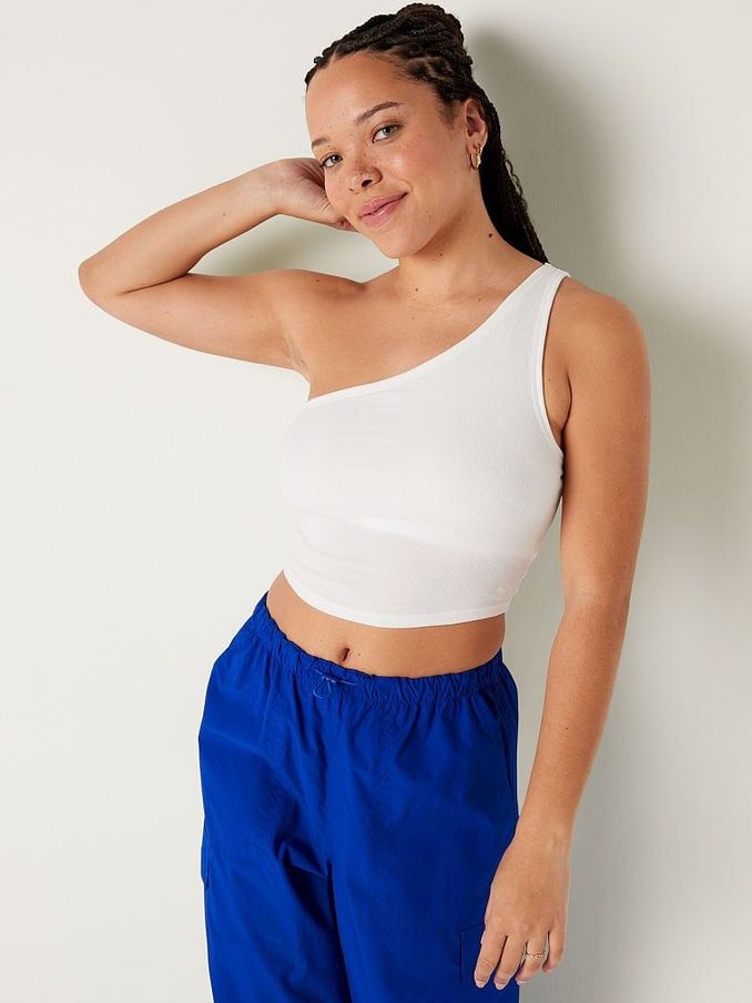Optic White Shrunken One Shoulder Shelf Tank (Q30514) | €9