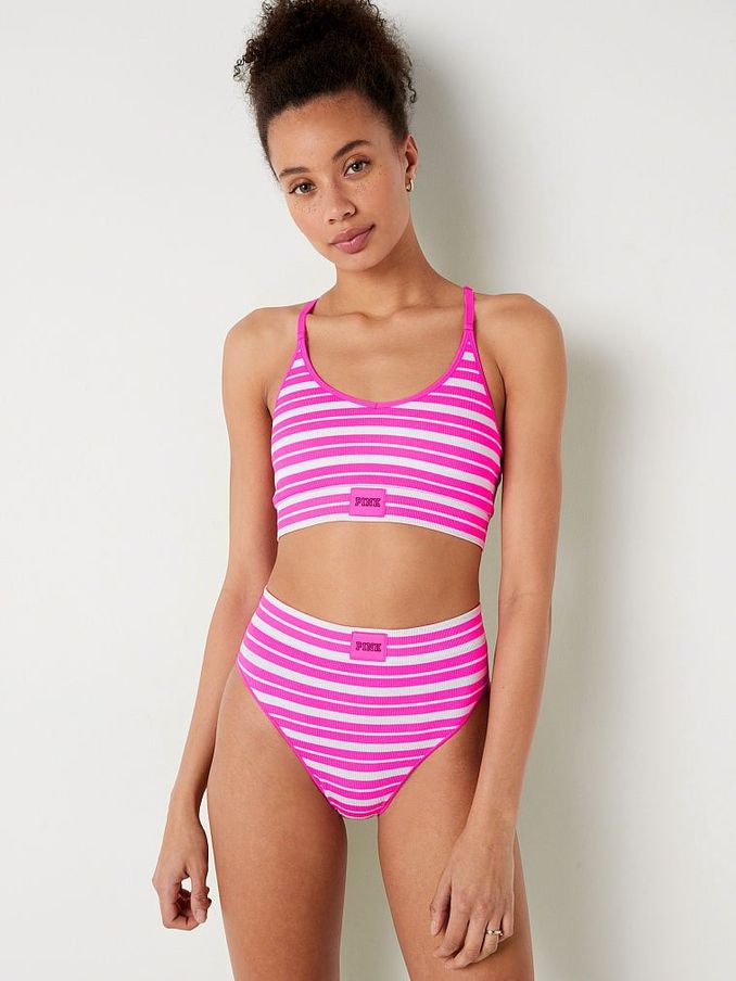 Atomic Pink Stripe Seamless Racerback Bra (Q30521) | €15