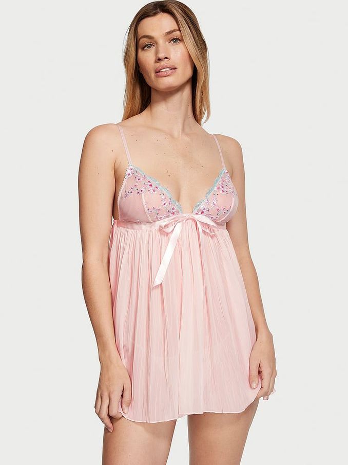Pleated Ballet Pink Cherry Blossom Babydoll (Q31229) | €33