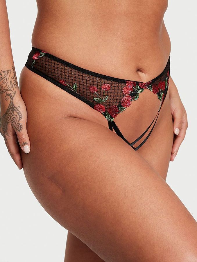 Cherry Black Brazilian Embroidered Knickers (Q31491) | €11