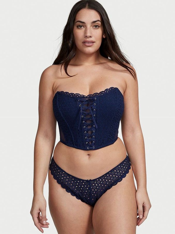 Ensign Navy Blue Brazilian Broderie Knickers (Q32020) | €19