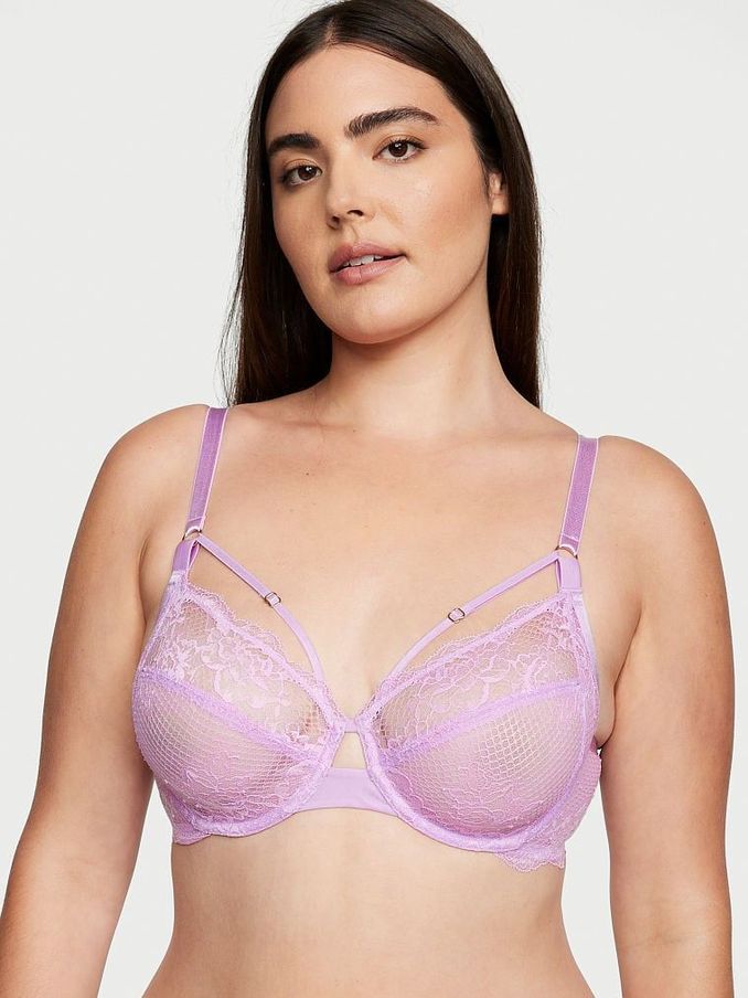Silky Lilac Purple Fishnet Lace Full Cup Bra (Q37687) | €33