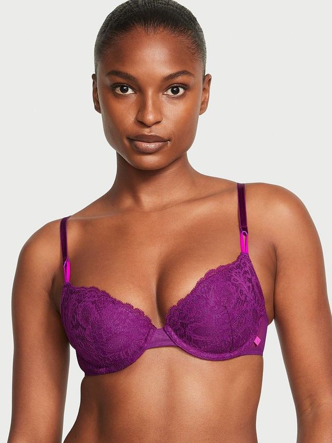 Beach Plum Purple Paisley Lace Lightly Lined T-Shirt Demi Bra (Q37704) | €19