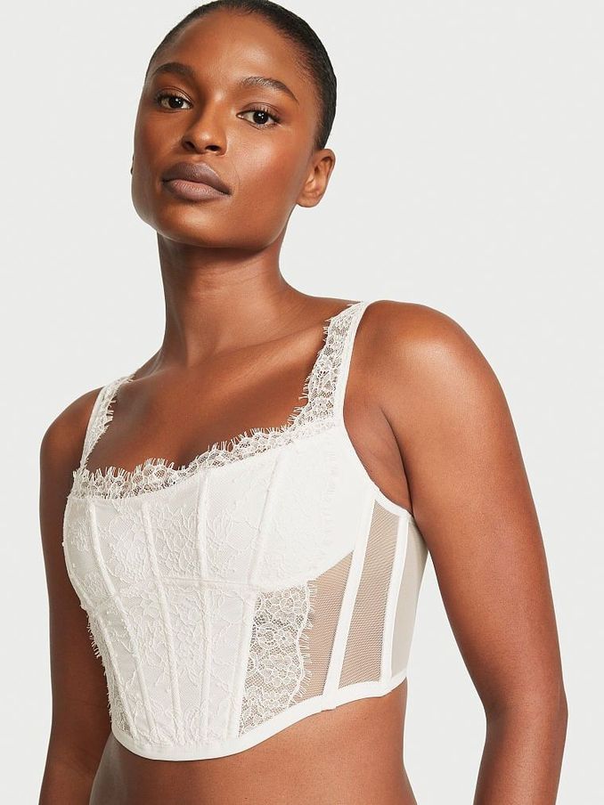 Coconut White Lace Corset Corset Top (Q37852) | €26