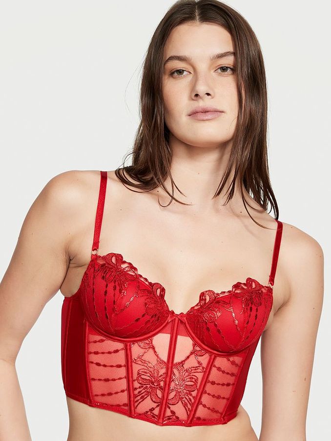 Lipstick Embroidery Red Corset Bra Top (Q38474) | €43