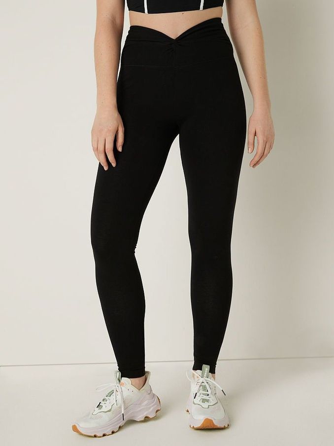 Pure Black Cotton Twist Waist Legging (Q38939) | €15