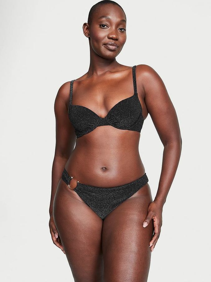 Nero Black Cheeky Shimmer Swim Bikini Bottom (Q42139) | €13