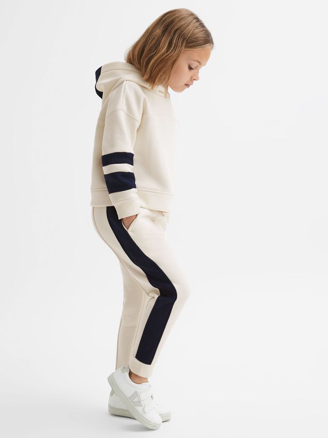 4-9 yrs Cotton Blend Colourblock Hoodie and Joggers Set in Ecru (Q45907) | CA$125
