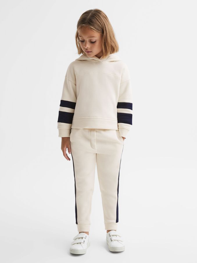 9-13 yrs Cotton Blend Colourblock Hoodie and Joggers Set in Ecru (Q45950) | 405 SAR