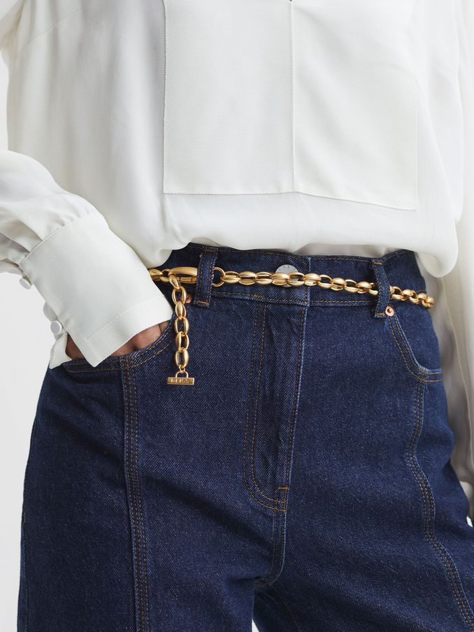 Oval Metal Chain Belt in Gold (Q48631) | €82