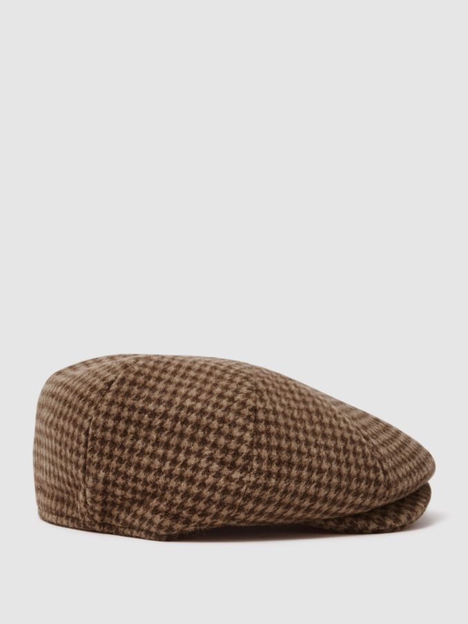 Wool Blend Baker Boy Cap in Oatmeal (Q48792) | US$95
