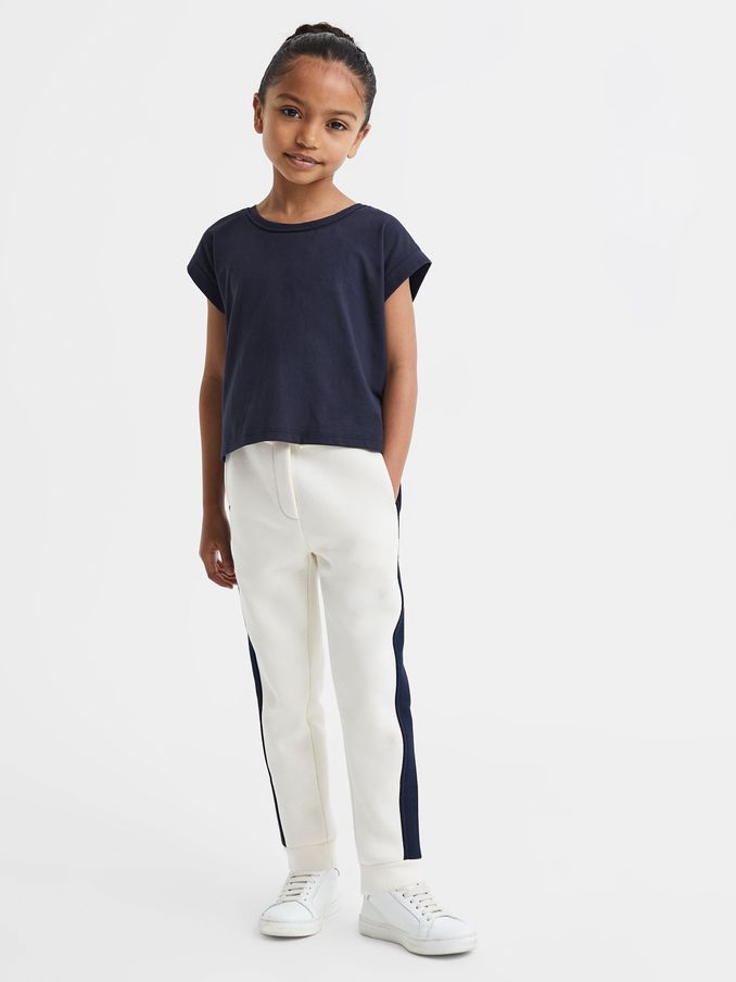 4-9 yrs Cotton Crew Neck Crop Top in Navy (Q48796) | €8