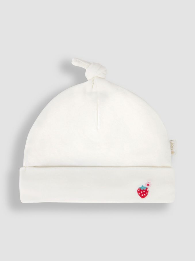 White Strawberry Embroidered Cotton Baby Hat (Q50725) | $9