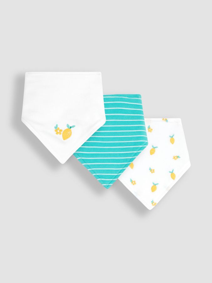 White/Blue Lemon 3-Pack Cotton Baby Dribble Bibs (Q50731) | $7