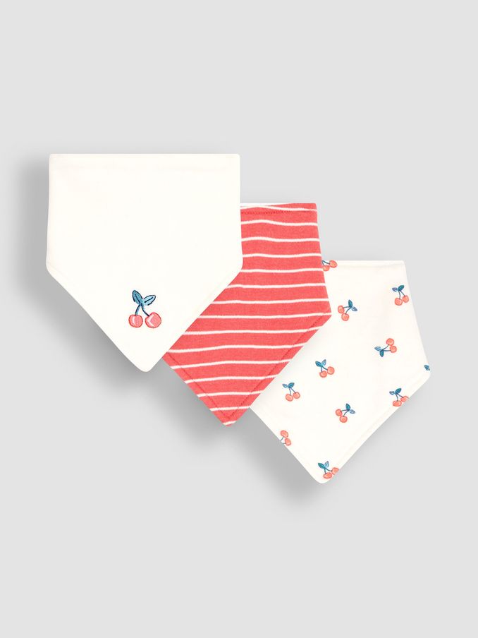 White/Red Cherry 3-Pack Cotton Baby Dribble Bibs (Q50740) | $6