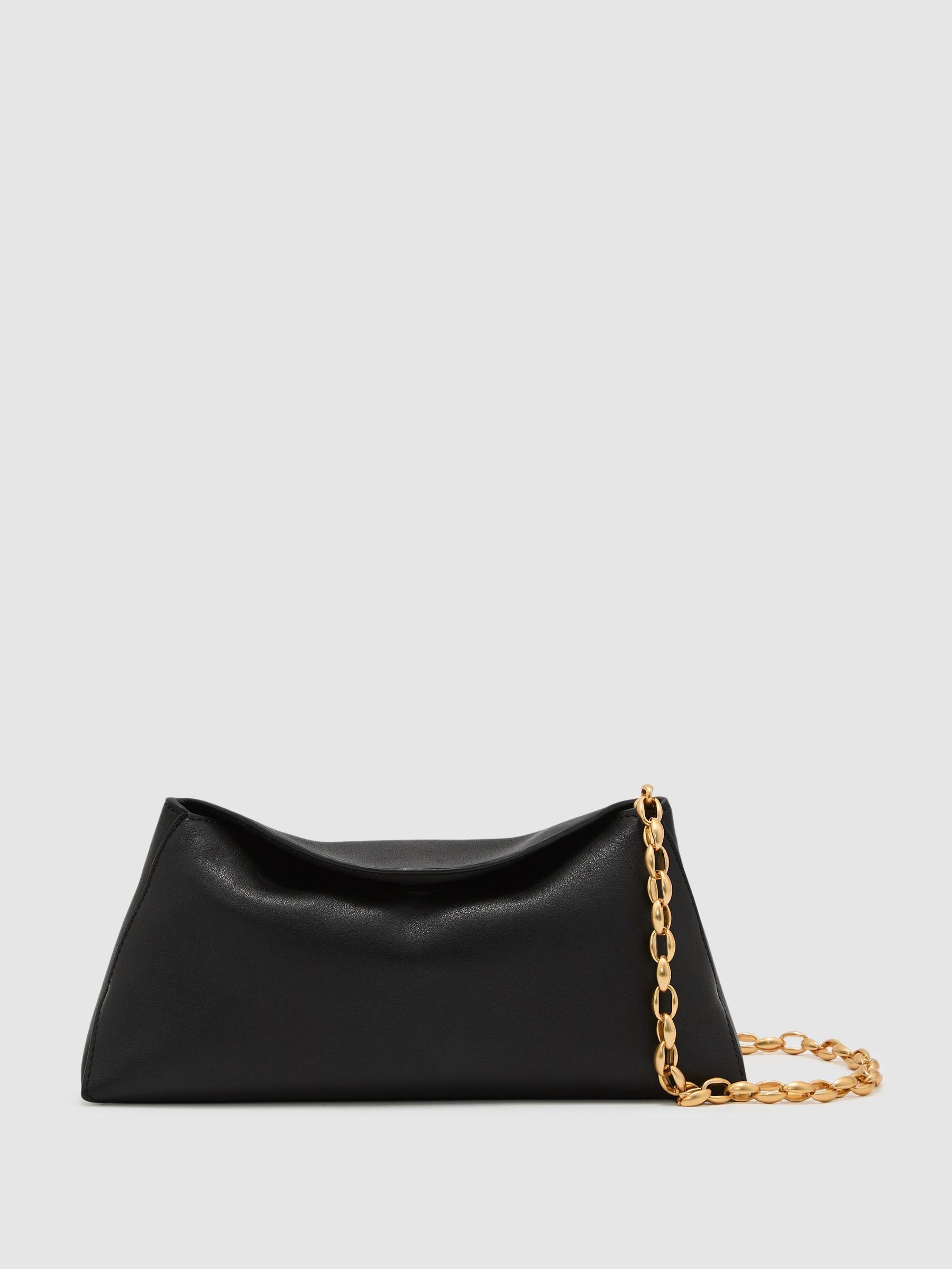 Sort - Leather Chain-strap Clutch Bag