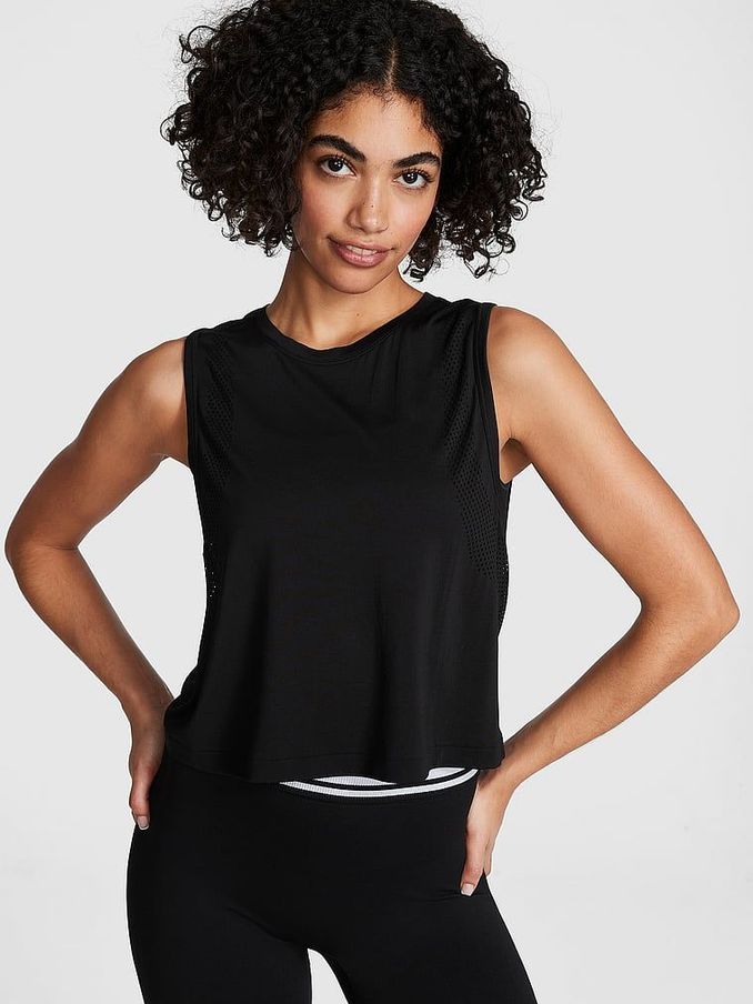 Pure Black Drapey Muscle Tank Top (Q57419) | €13