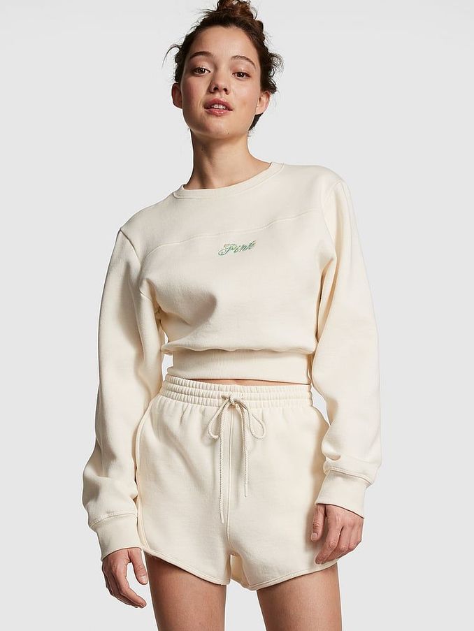 Wildflower Creamer White Ribbed Cotton Floral Embroidered Shorts (Q57425) | €15