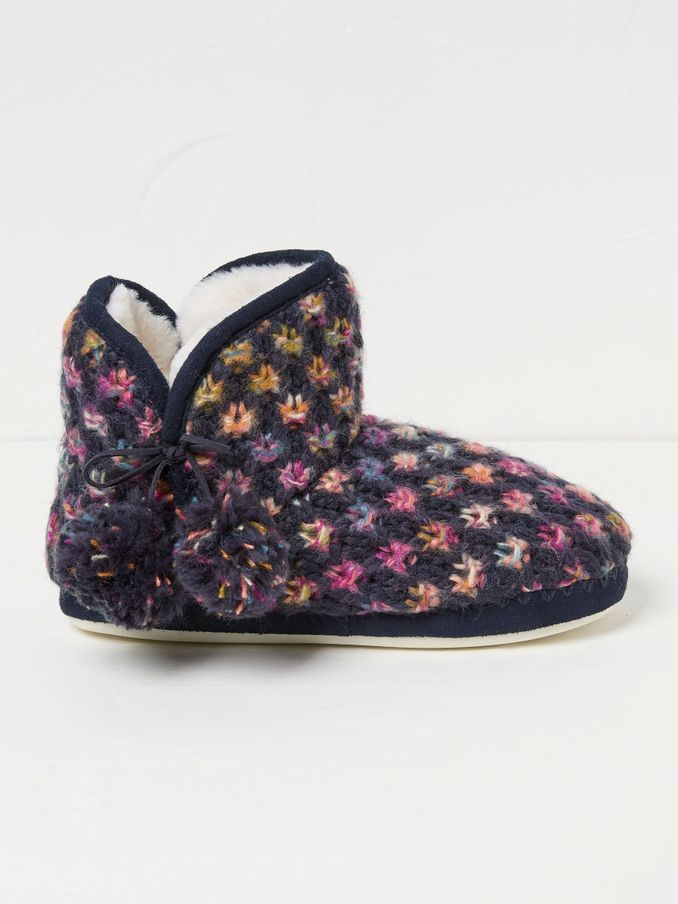 Sara Navy Knit Slippers Boots (Q60469) | €26
