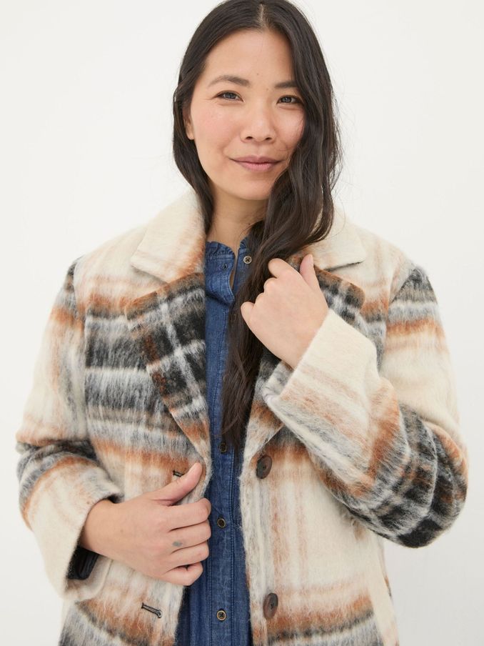 Brown Marin Wool Blend Coat (Q60492) | $117