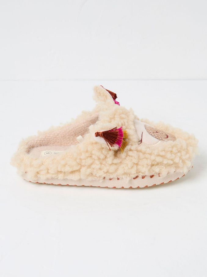 Lila Ivory Llama Slippers (Q60493) | €15