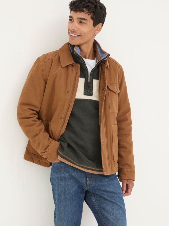 Brandon Tan Brown Canvas Jacket (Q60545) | $100