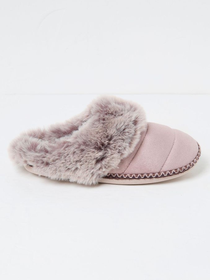 Maia Oatmeal Quilted Mule Slippers (Q60551) | €19